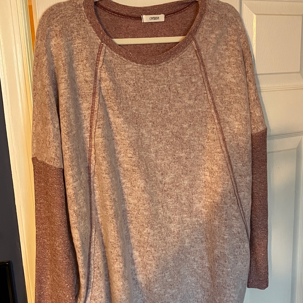 Cherish Boutique Sweater Oversized Pink Mauve S NWOT